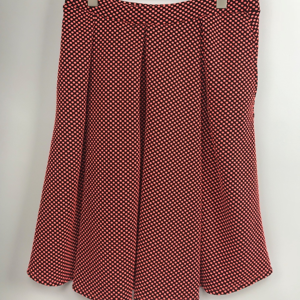 Lularoe Madison L Large Black and Orange Polka Dot